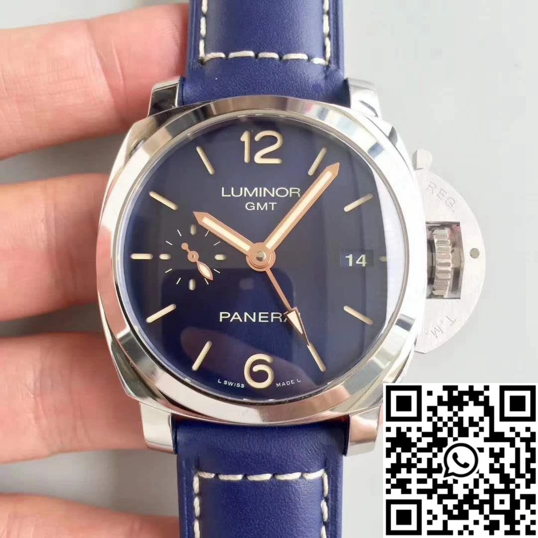 SunProtective Panerai Luminor 1950 3 Days GMT Acciaio PAM688 VS Factory V2 Blue Dial 2237
