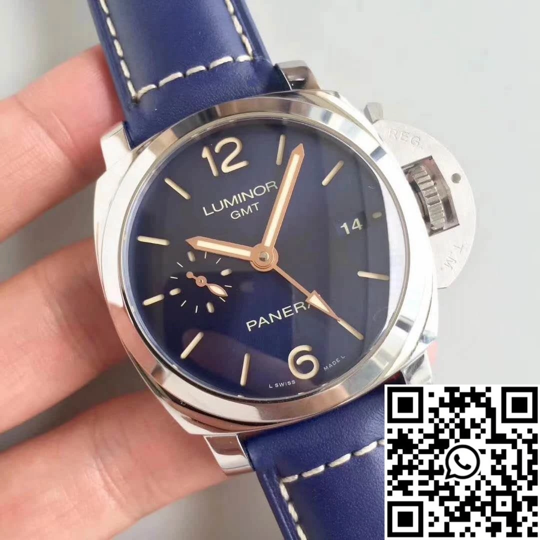 SunProtective Panerai Luminor 1950 3 Days GMT Acciaio PAM688 VS Factory V2 Blue Dial 2237