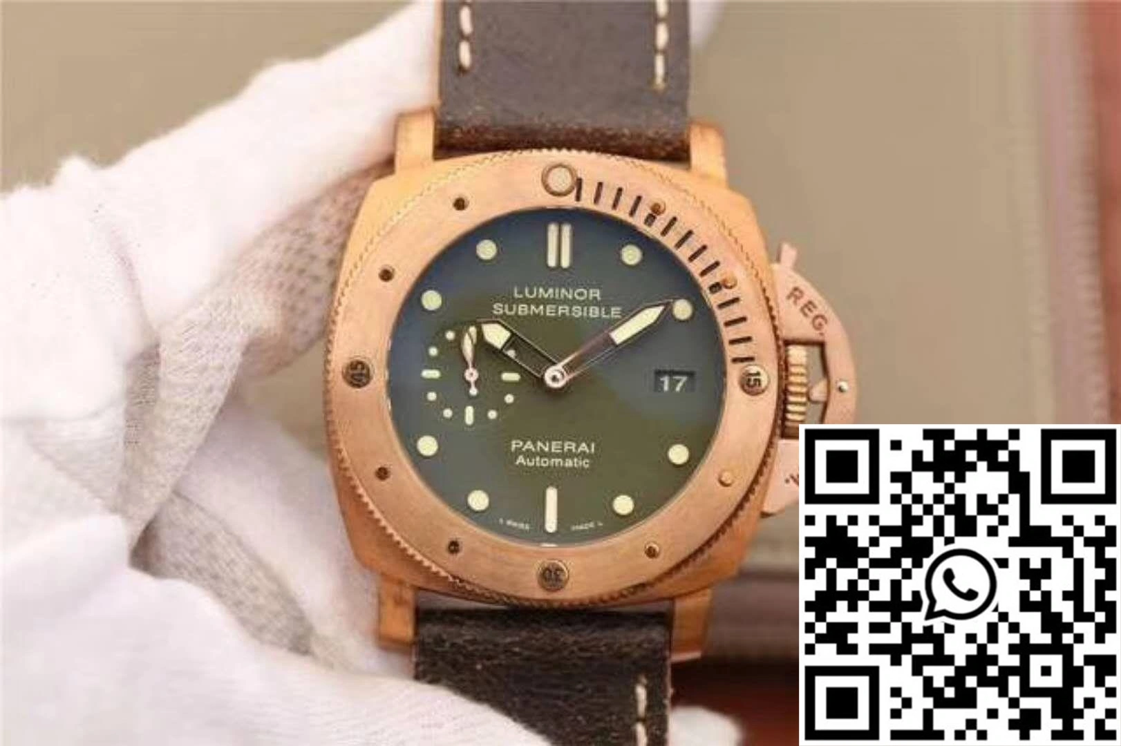Comfortable Panerai Luminor Submersible 1950 Bronzo PAM382 VS Factory V2 Green Dial 2243