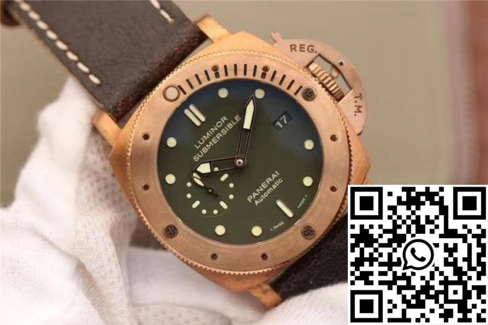 Comfortable Panerai Luminor Submersible 1950 Bronzo PAM382 VS Factory V2 Green Dial 2243