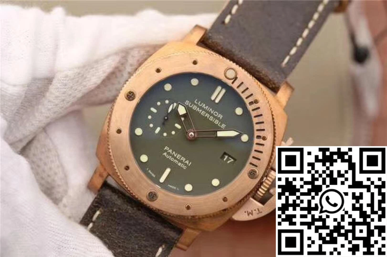 Comfortable Panerai Luminor Submersible 1950 Bronzo PAM382 VS Factory V2 Green Dial 2243