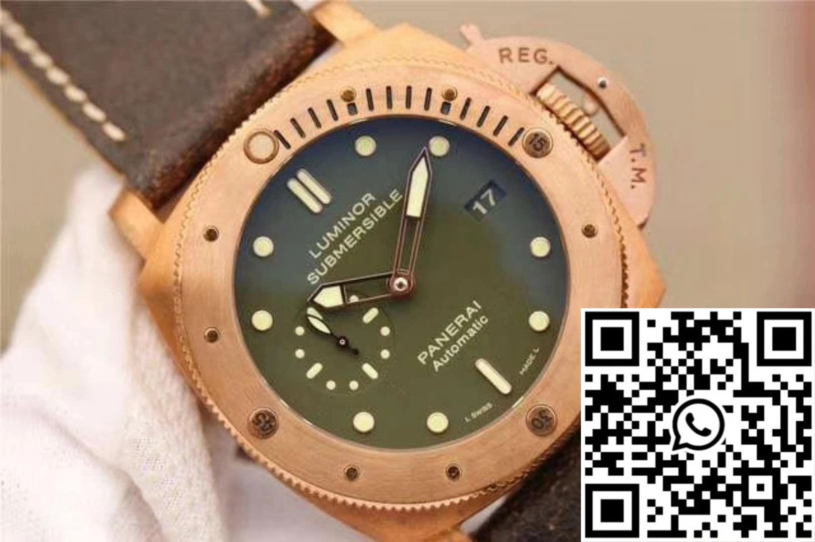 Comfortable Panerai Luminor Submersible 1950 Bronzo PAM382 VS Factory V2 Green Dial 2243