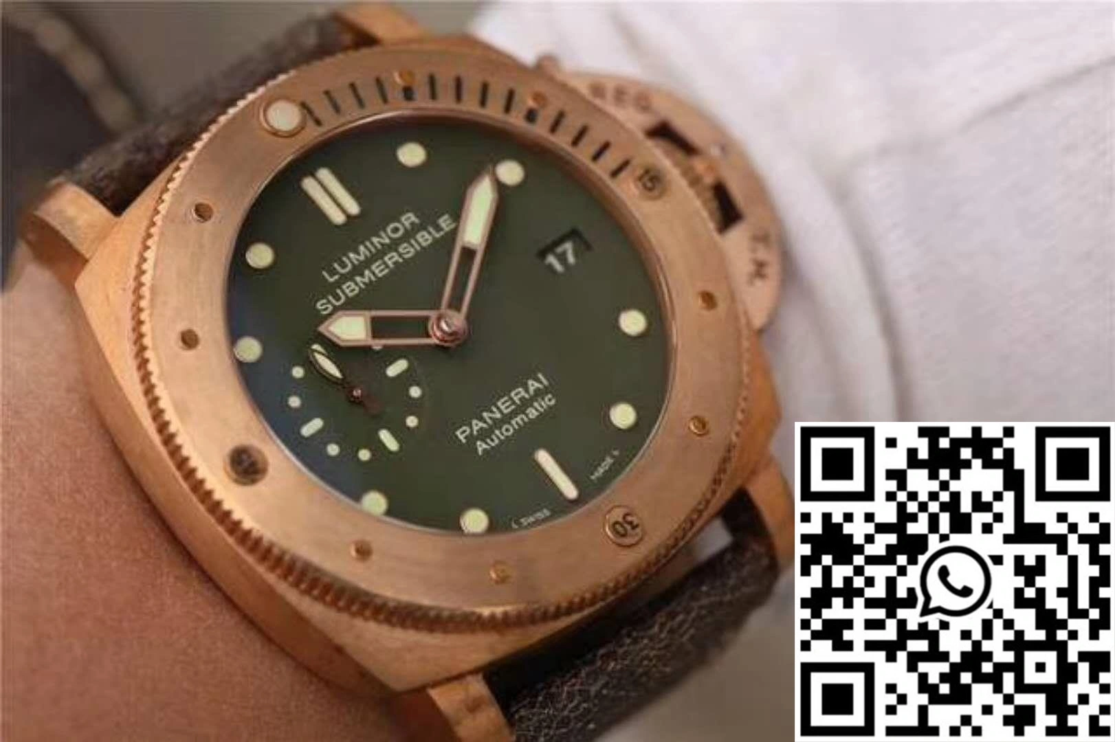 Comfortable Panerai Luminor Submersible 1950 Bronzo PAM382 VS Factory V2 Green Dial 2243