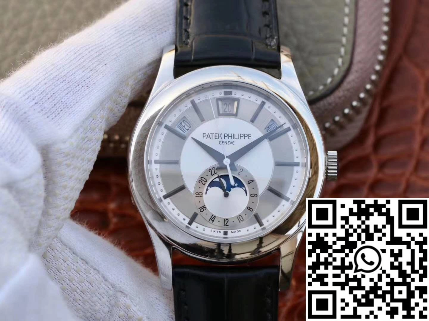 Supportive Patek Philippe Annual Calendar 5205G-001 Rhodium Dial 543