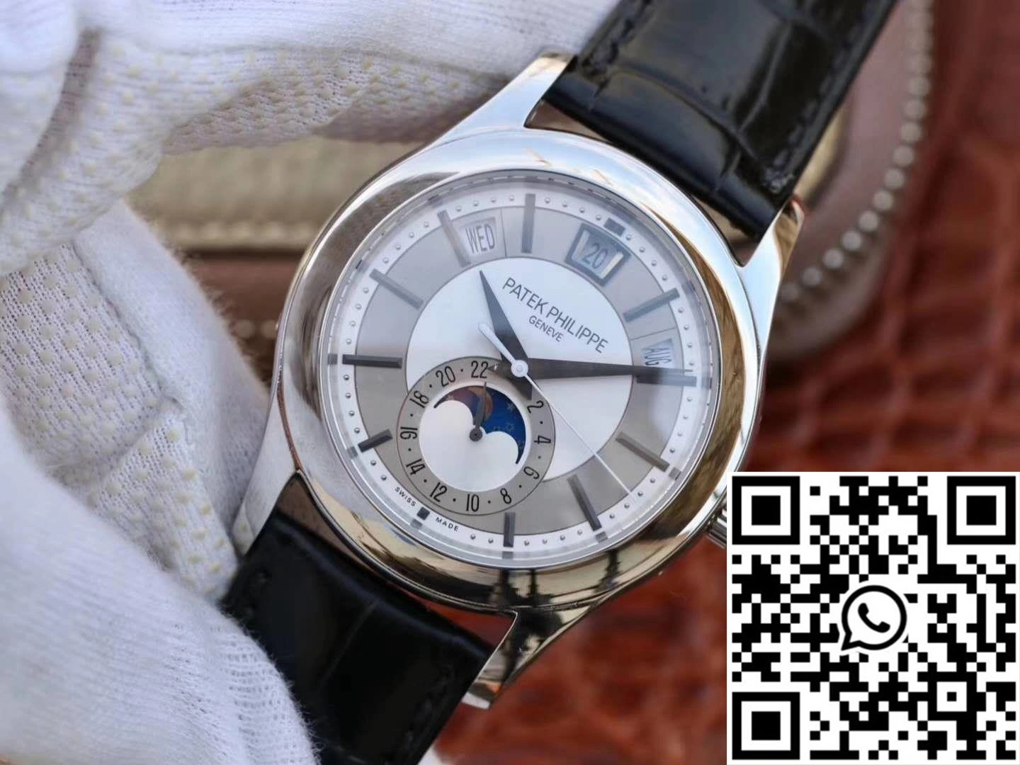 Supportive Patek Philippe Annual Calendar 5205G-001 Rhodium Dial 543