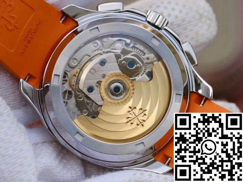 TechFriendly Patek Philippe Aquanaut Chronograph 5968A Orange Rubber Strap Black Dial 483