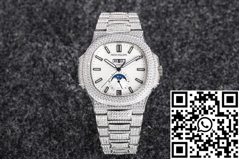 Patek Philippe Nautilus 5726 R8 Factory Gypsophila Diamond White Dial Comfortable 579