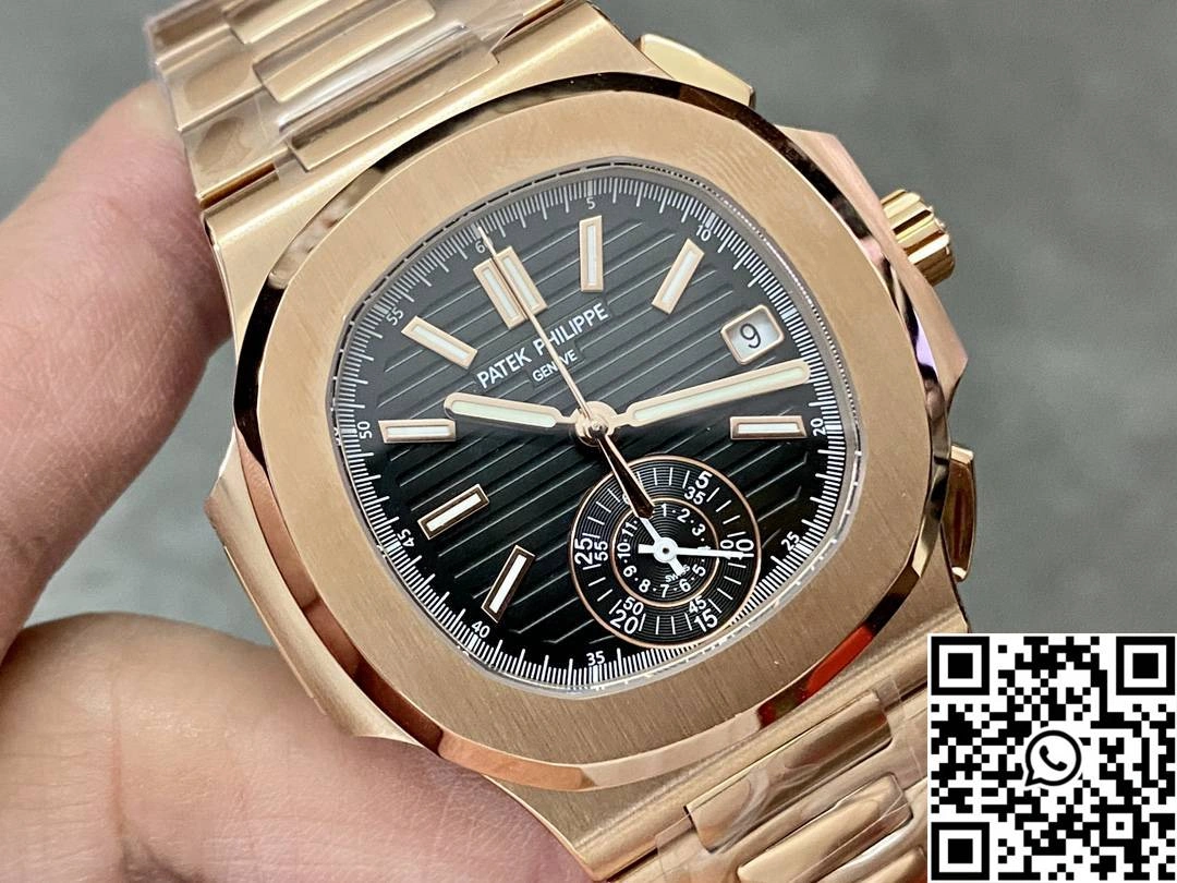 Patek Philippe Nautilus 5980 3K Factory Rose Gold Black Dial Stretchable 605