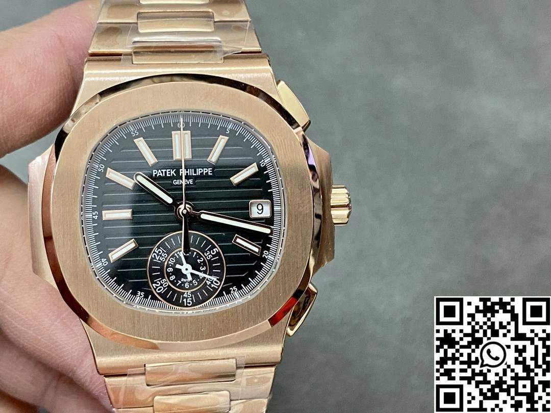 Patek Philippe Nautilus 5980 3K Factory Rose Gold Black Dial Stretchable 605