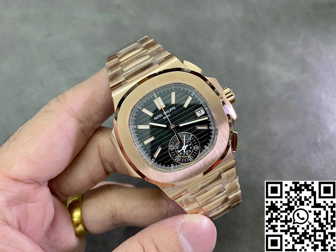 Patek Philippe Nautilus 5980 3K Factory Rose Gold Black Dial Stretchable 605