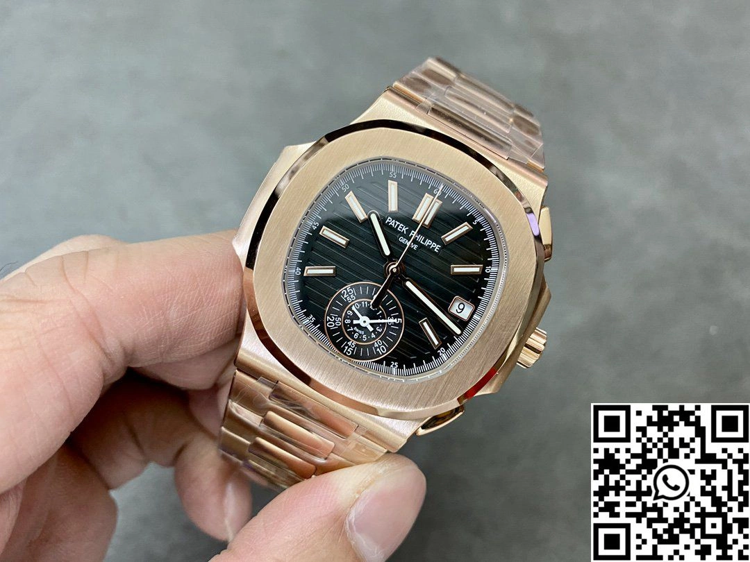 Patek Philippe Nautilus 5980 3K Factory Rose Gold Black Dial Stretchable 605