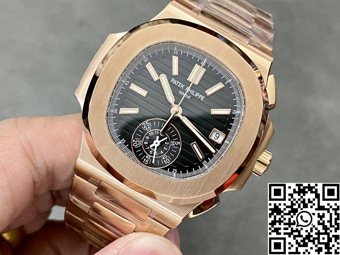 Patek Philippe Nautilus 5980 3K Factory Rose Gold Black Dial Stretchable 605