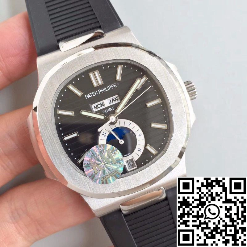 Patek Philippe Nautilus Annual Calendar Moonphase 5726A KM Factory V2 Black Dial Attractive 601