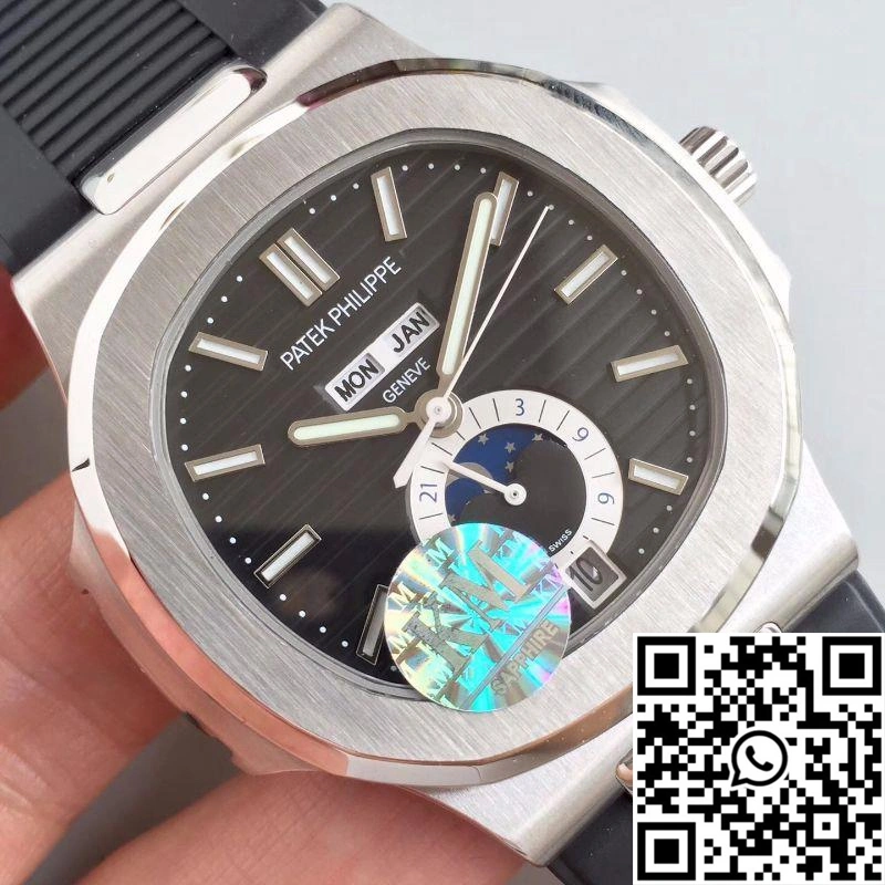 Patek Philippe Nautilus Annual Calendar Moonphase 5726A KM Factory V2 Black Dial Attractive 601