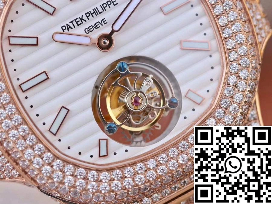 Tailored Patek Philippe Nautilus Jumbo 5711 Rose Gold Tourbillon 2018 R8 Factory White Dial 591