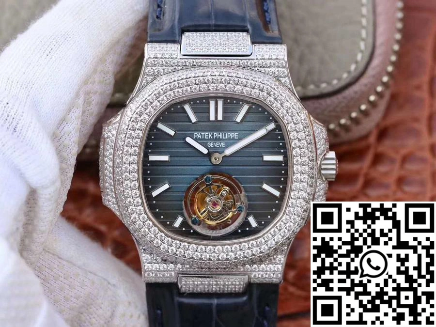 Upgraded Patek Philippe Nautilus Jumbo 5711 Tourbillon Blue Dial R8 Factory 583