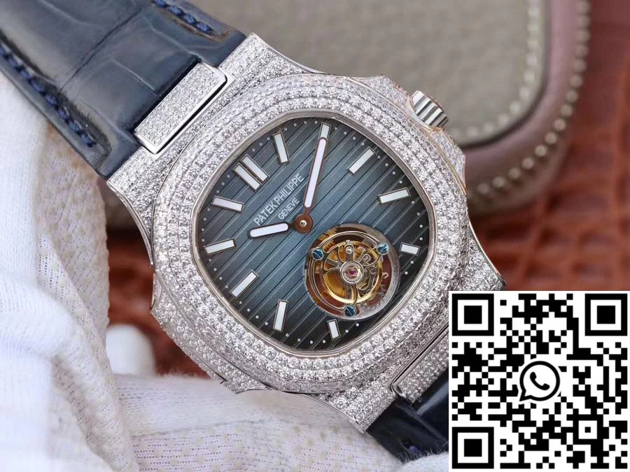 Upgraded Patek Philippe Nautilus Jumbo 5711 Tourbillon Blue Dial R8 Factory 583