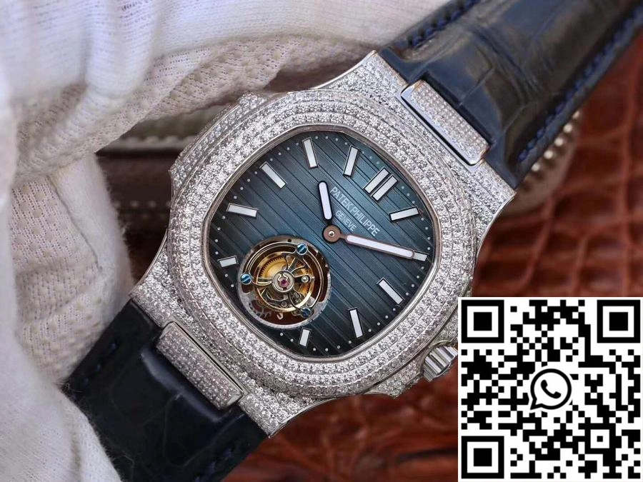 Upgraded Patek Philippe Nautilus Jumbo 5711 Tourbillon Blue Dial R8 Factory 583
