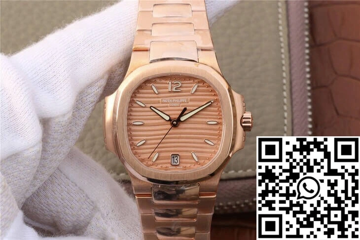 Bright Patek Philippe Nautilus Ladies 7118-1R-010 PF Factory Honey Gold Dial 599