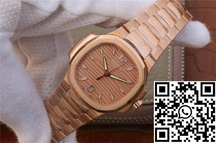 Bright Patek Philippe Nautilus Ladies 7118-1R-010 PF Factory Honey Gold Dial 599