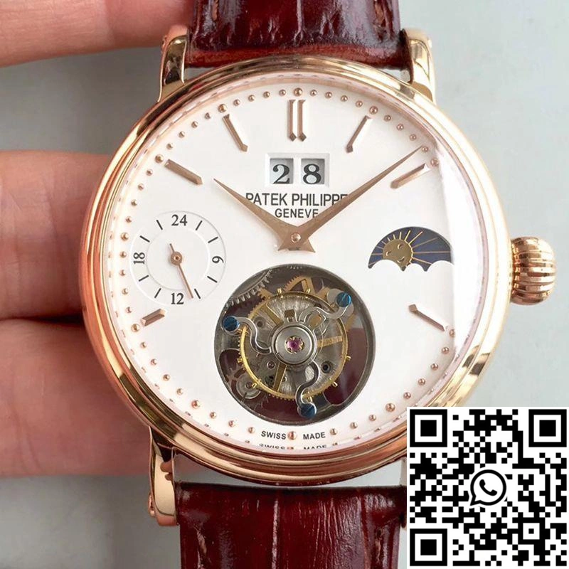 Efficient Patek Philippe Tourbillon Moonphase 24H Power Reserve White Dial 615