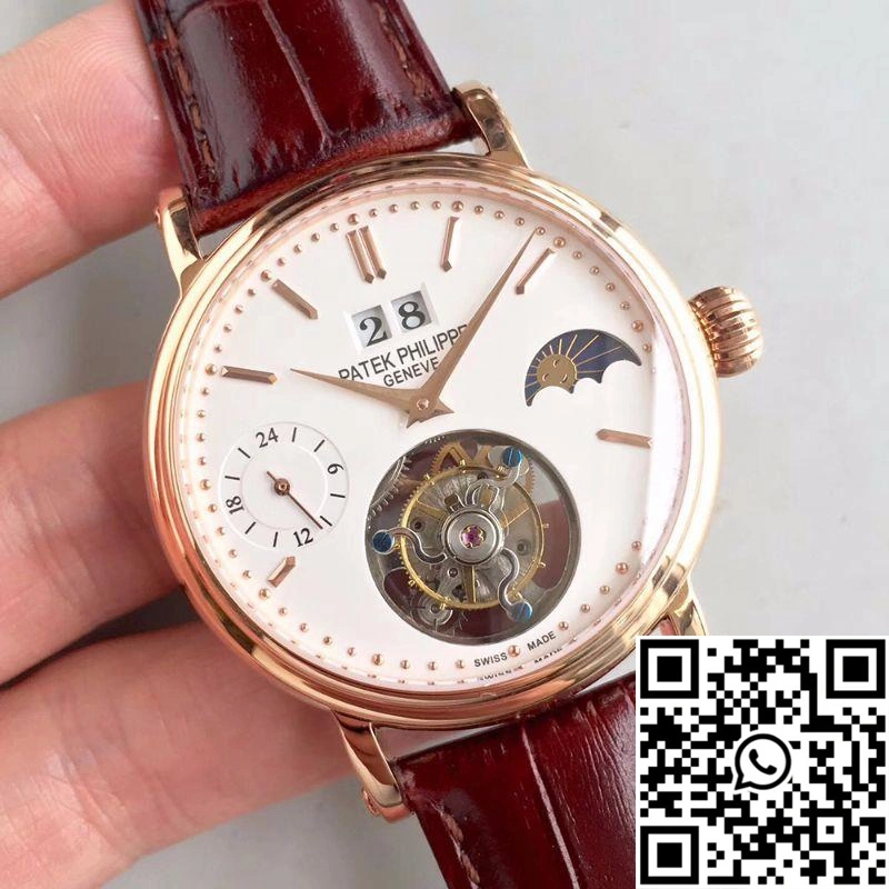 Efficient Patek Philippe Tourbillon Moonphase 24H Power Reserve White Dial 615