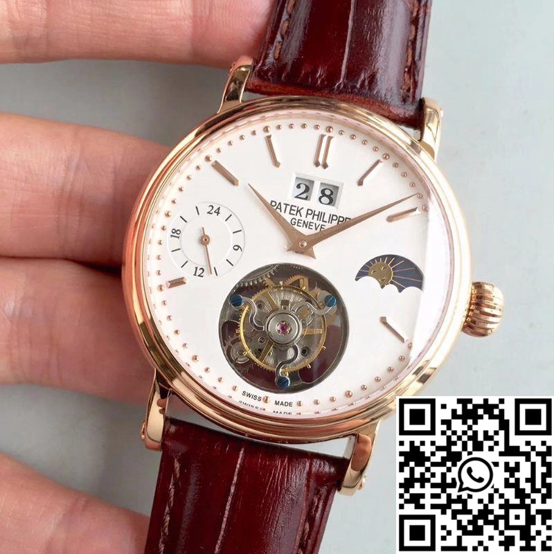 Efficient Patek Philippe Tourbillon Moonphase 24H Power Reserve White Dial 615