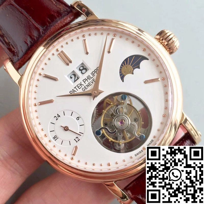 Efficient Patek Philippe Tourbillon Moonphase 24H Power Reserve White Dial 615