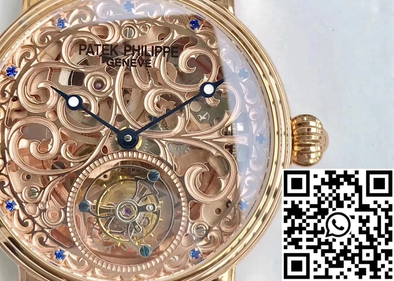 Bright Patek Philippe Tourbillon Rose Gold Skeleton Dial 612