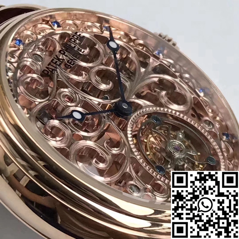Bright Patek Philippe Tourbillon Rose Gold Skeleton Dial 612
