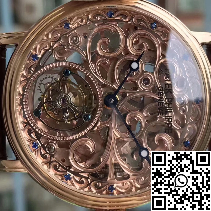 Bright Patek Philippe Tourbillon Rose Gold Skeleton Dial 612