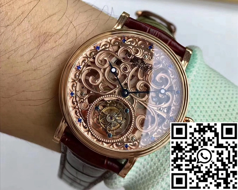 Bright Patek Philippe Tourbillon Rose Gold Skeleton Dial 612