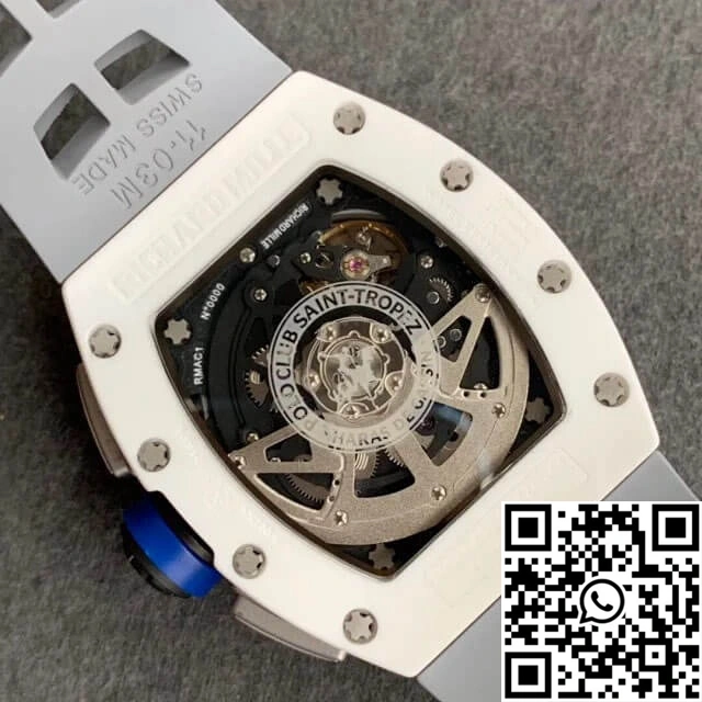Attractive Richard Mille RM-011 KV Factory White Ceramic Case 2309
