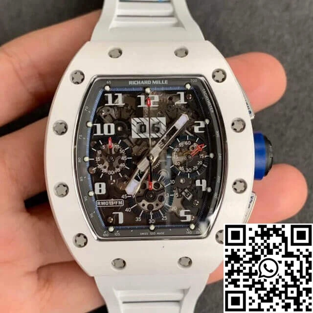 WellDesigned Richard Mille RM-011 KV Factory White Ceramic Rubber Strap 2333