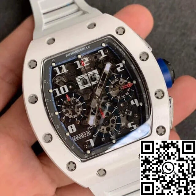 WellDesigned Richard Mille RM-011 KV Factory White Ceramic Rubber Strap 2333