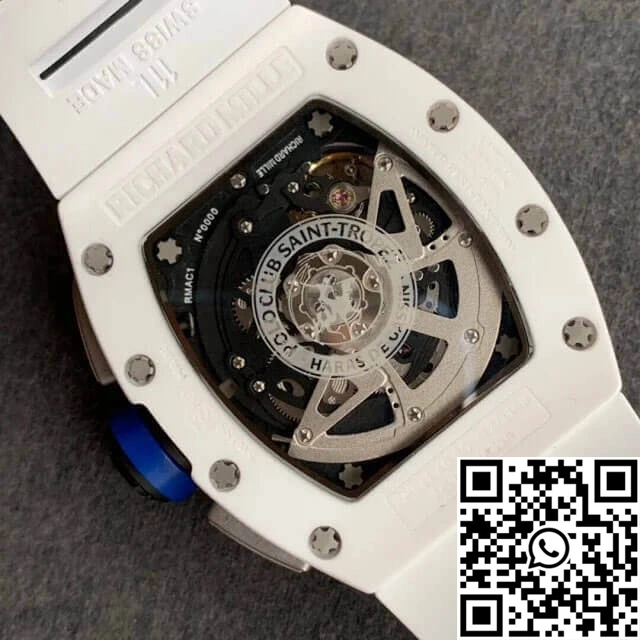 WellDesigned Richard Mille RM-011 KV Factory White Ceramic Rubber Strap 2333