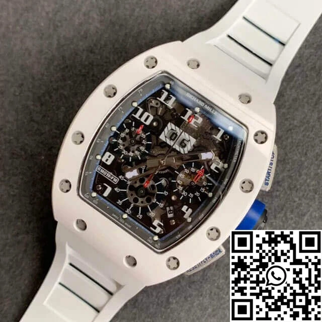 WellDesigned Richard Mille RM-011 KV Factory White Ceramic Rubber Strap 2333