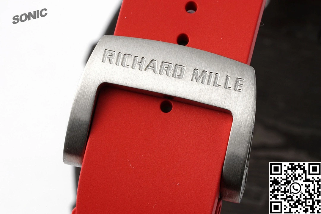 Breathable Richard Mille RM-035 Sonic Factory NTPT Carbon Fiber Black Case Red Band 2367