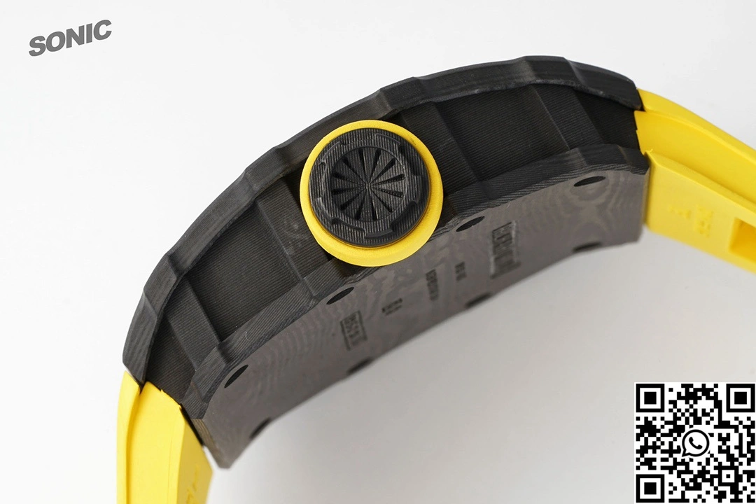 Bright Richard Mille RM-035 Sonic Factory NTPT Carbon Fiber Black Case Yellow Band 2369