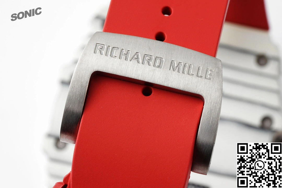 TravelReady Richard Mille RM-035 Sonic Factory NTPT Carbon Fiber White Case Red Band 2364