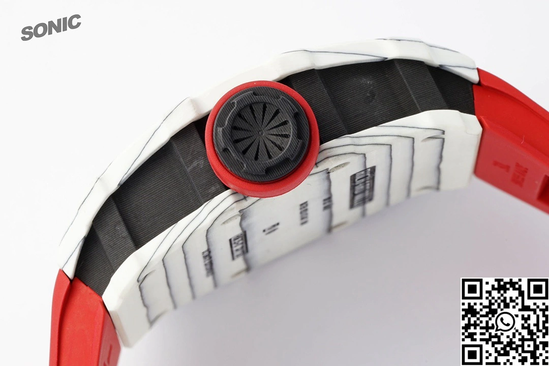 TravelReady Richard Mille RM-035 Sonic Factory NTPT Carbon Fiber White Case Red Band 2364