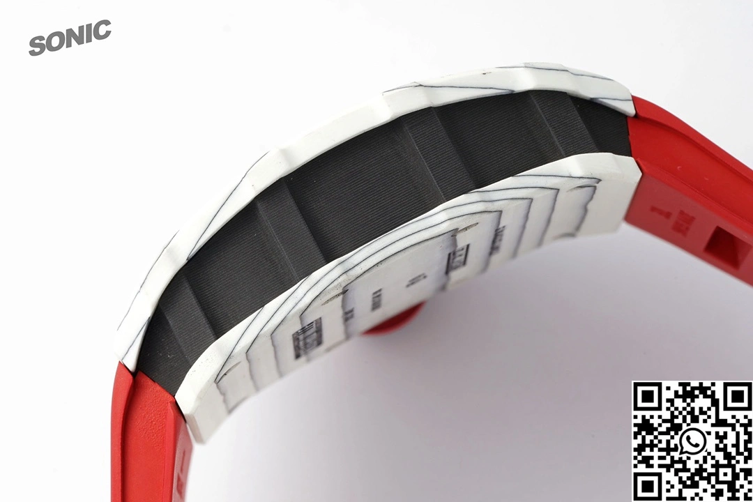 TravelReady Richard Mille RM-035 Sonic Factory NTPT Carbon Fiber White Case Red Band 2364