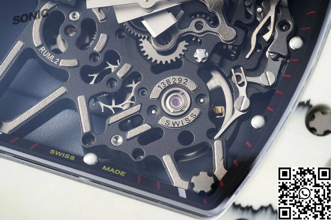 Original Richard Mille RM-035 Sonic Factory NTPT Carbon Fiber White Case White Band 2374