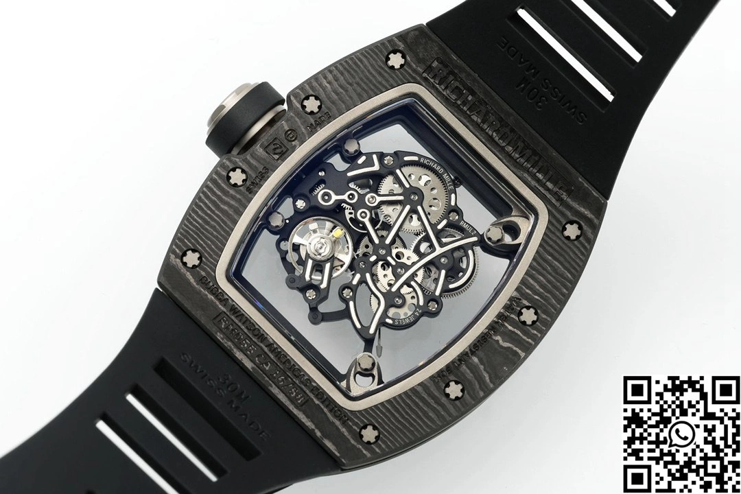 Elegant Richard Mille RM-055 APS Factory NTPT Carbon Fiber Black Case Black Band Black Rehault 2415