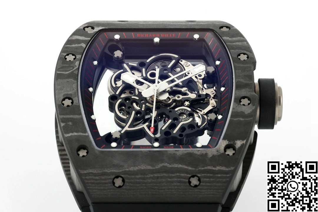 Elegant Richard Mille RM-055 APS Factory NTPT Carbon Fiber Black Case Black Band Black Rehault 2415