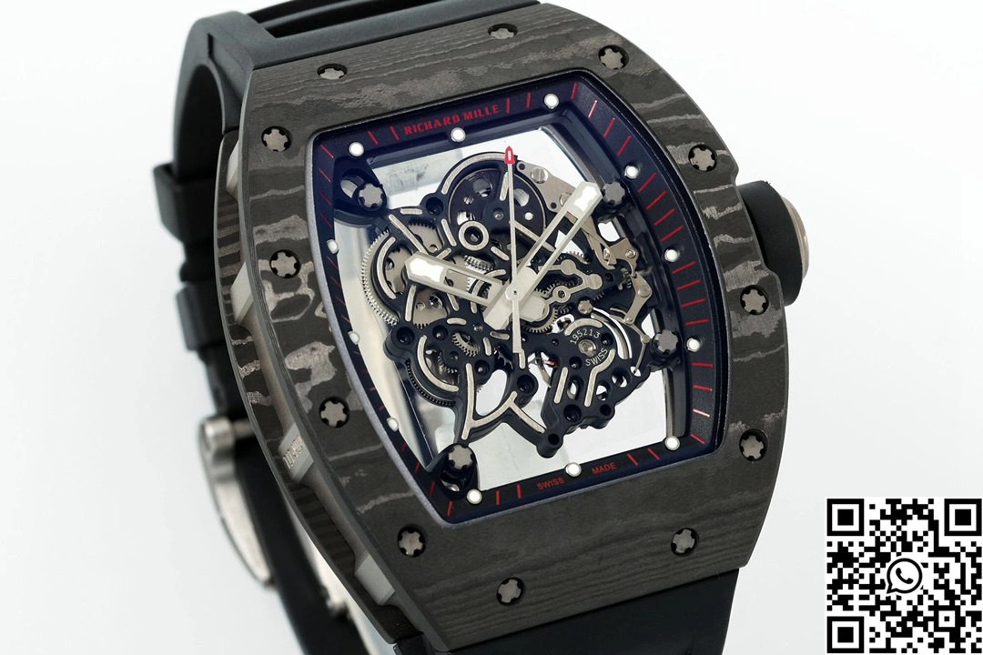 Elegant Richard Mille RM-055 APS Factory NTPT Carbon Fiber Black Case Black Band Black Rehault 2415