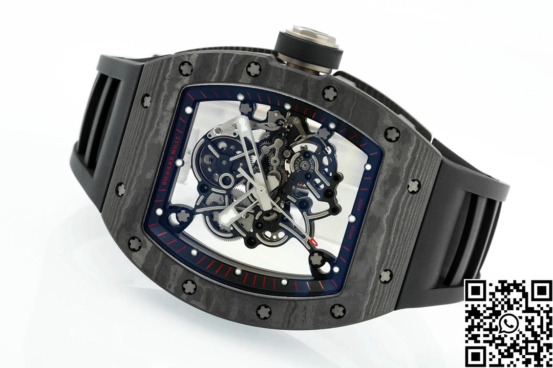 Elegant Richard Mille RM-055 APS Factory NTPT Carbon Fiber Black Case Black Band Black Rehault 2415