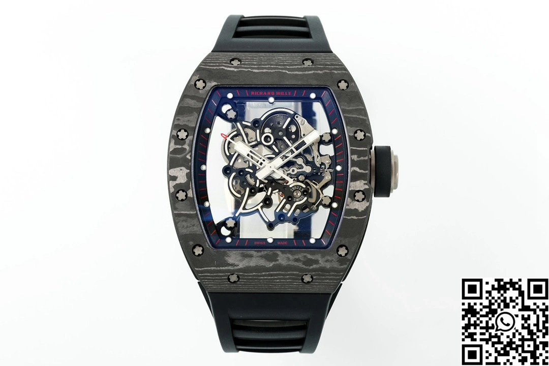 Elegant Richard Mille RM-055 APS Factory NTPT Carbon Fiber Black Case Black Band Black Rehault 2415