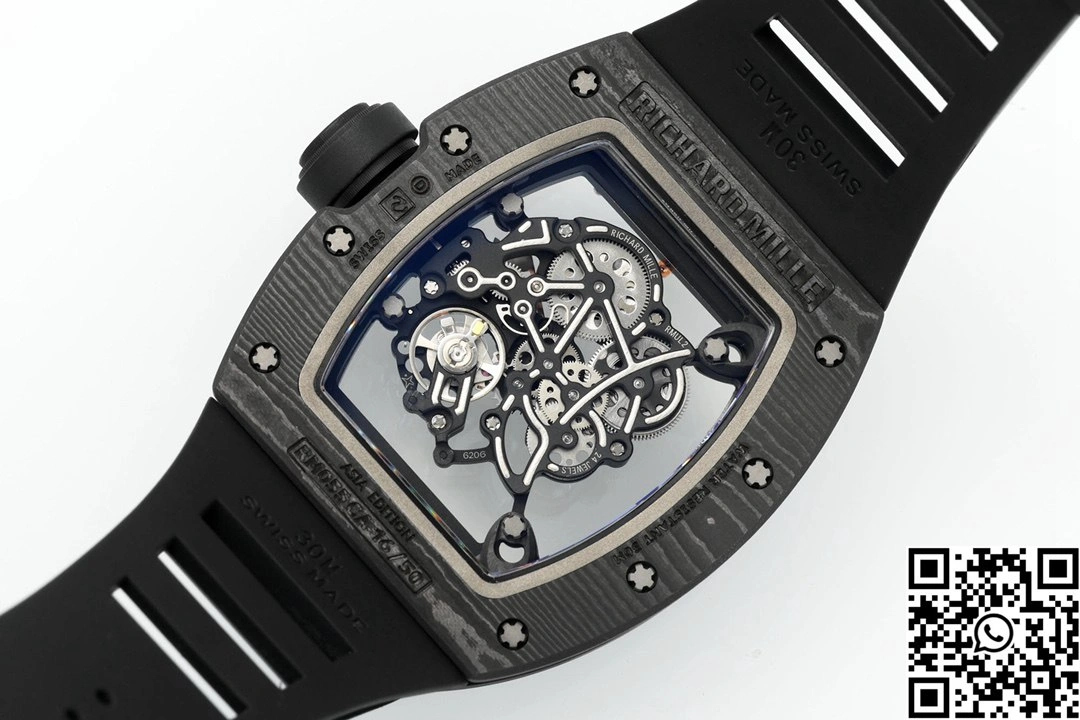 Richard Mille RM-055 APS Factory NTPT Carbon Fiber Black Case Black Band Rose Gold Rehault Compact 2448