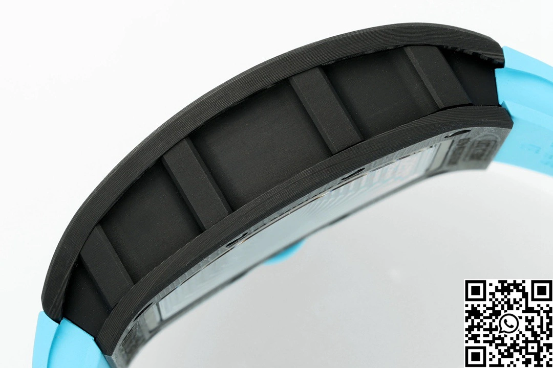 Durable Richard Mille RM-055 APS Factory NTPT Carbon Fiber Black Case Blue Band 2425